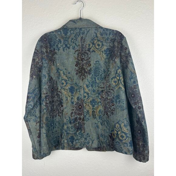 Chico’s Embellished Denim Blazer Women’s
 Size 12 - Picture 9 of 13
